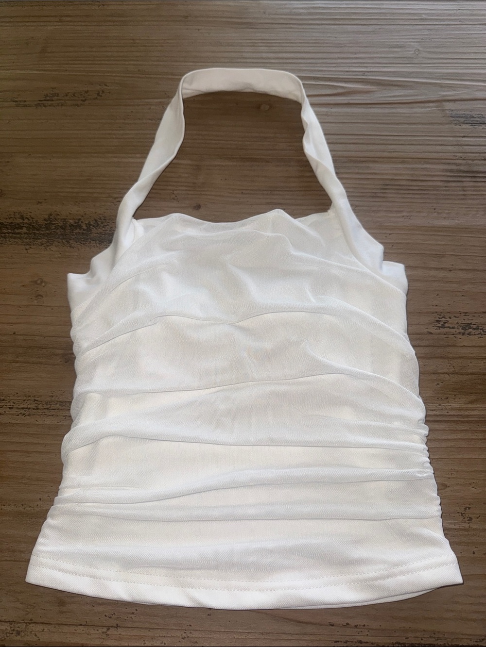 SHEIN White Halter Ruched Camisole Top